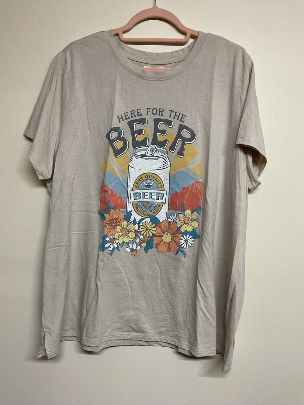 Maurices Beige Graphic 'Here For The Beer' Tee